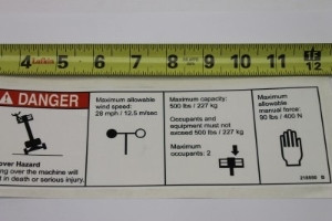 Genie Lift Part # 218550GT - DECAL,DANGER,CAP,AUS WORD, EA