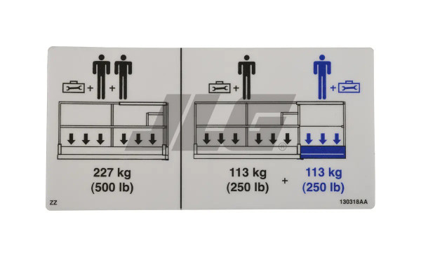 JLG Part # SJ130318 | SJ-PLTFM CAPACITY LABEL, EA
