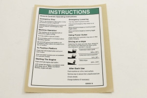 Genie Lift Part # 826036GT - DECAL,GRND OPS INSTRUCT,GS69BE, EA