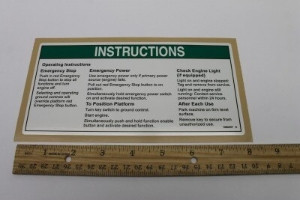 Genie Lift Part # 1262347GT - DECAL, OPERATING INSTRUCTIONS, EA