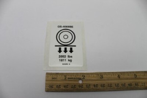Genie Lift Part # 824265GT - DECAL,LABEL,WHEEL LD,GS4069BE, EA