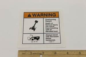 Genie Lift Part # 114352GT - DECAL,OVERTURNING,KEEP LOAD LO, EA