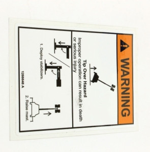 Genie Lift Part # 1266648GT - DECAL,WARNING TIP-OVER HAZ, EA