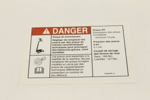 Genie Lift Part # 218557FRGT - DECAL,DANGER,TIP,AIR TIRES, EA