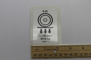 Genie Lift Part # 235372GT - DECAL, LABEL, WHEEL LOAD, S65, EA