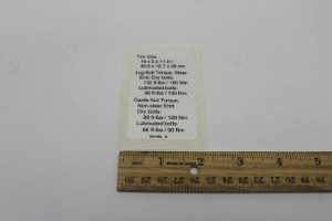Genie Lift Part # 231449GT - DECAL,INST,TIRE SPECS, EA