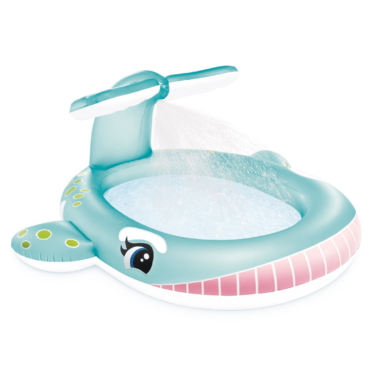 Intex 57440EP 79" x 77" x 36" Inflatable Whale Spray Kiddie Pool for Kids 2+