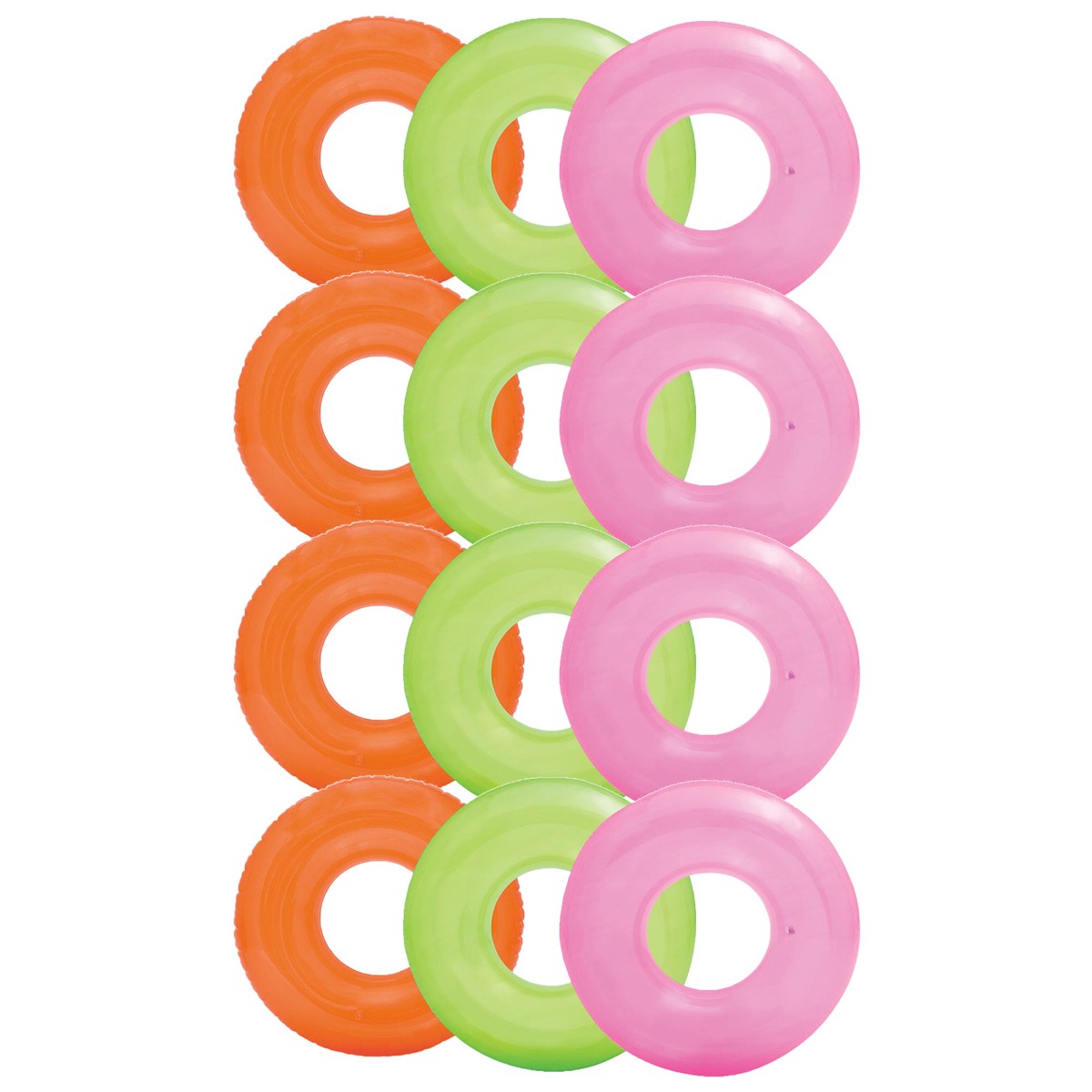 Intex Colorful Transparent Inflatable Swimming Pool Tube Raft (12-Pack)| 59260EP
