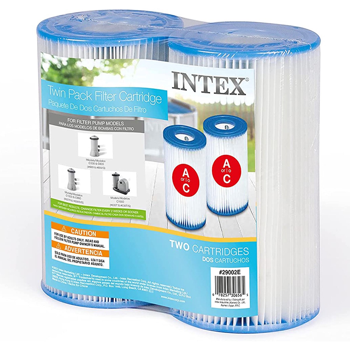Intex Easy Set Type A or C Filter Replacement Cartridges Pack for Pool, 2 Pack