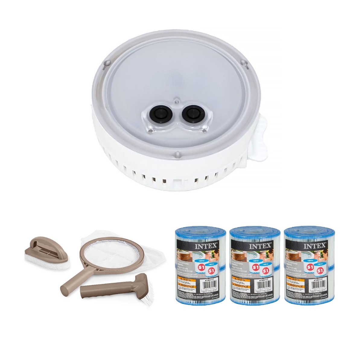 Intex Multi-Colored Spa Light, cleaning Kit & Type S1 Filter Cartridges (3 Pack)