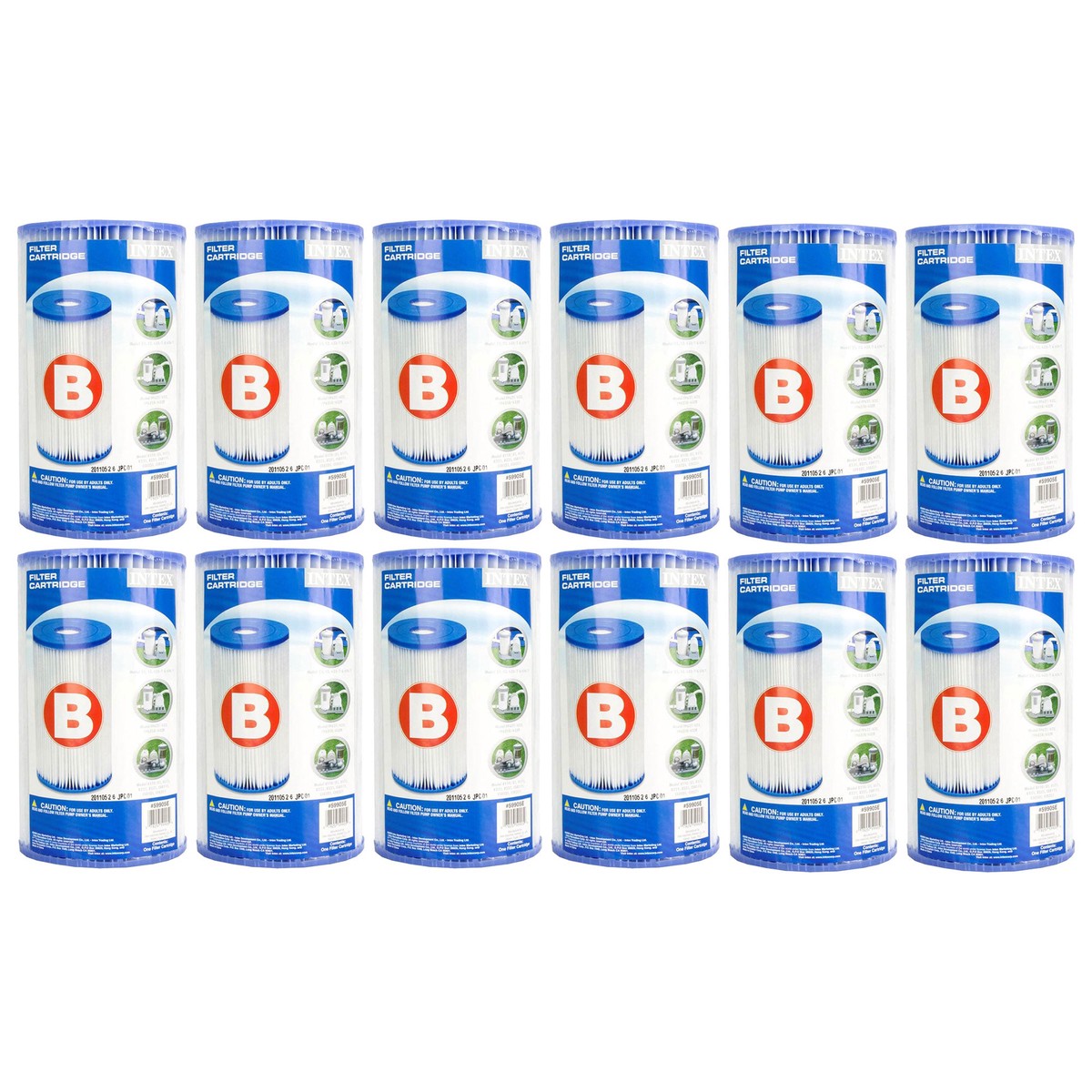 Intex Pool Easy Set Type B Replacement Filter Pump Cartridge (12 Pack) | 29005E