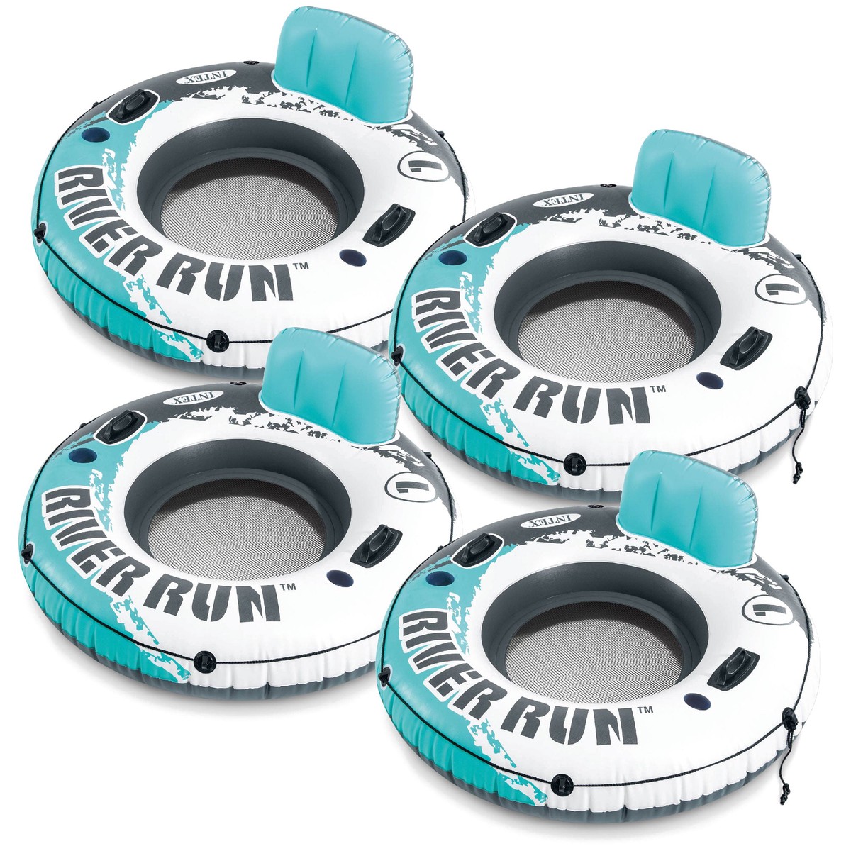Intex River Run 1 53" Inflatable Floating Water Tube Lake Raft, Red (4 Pack)
