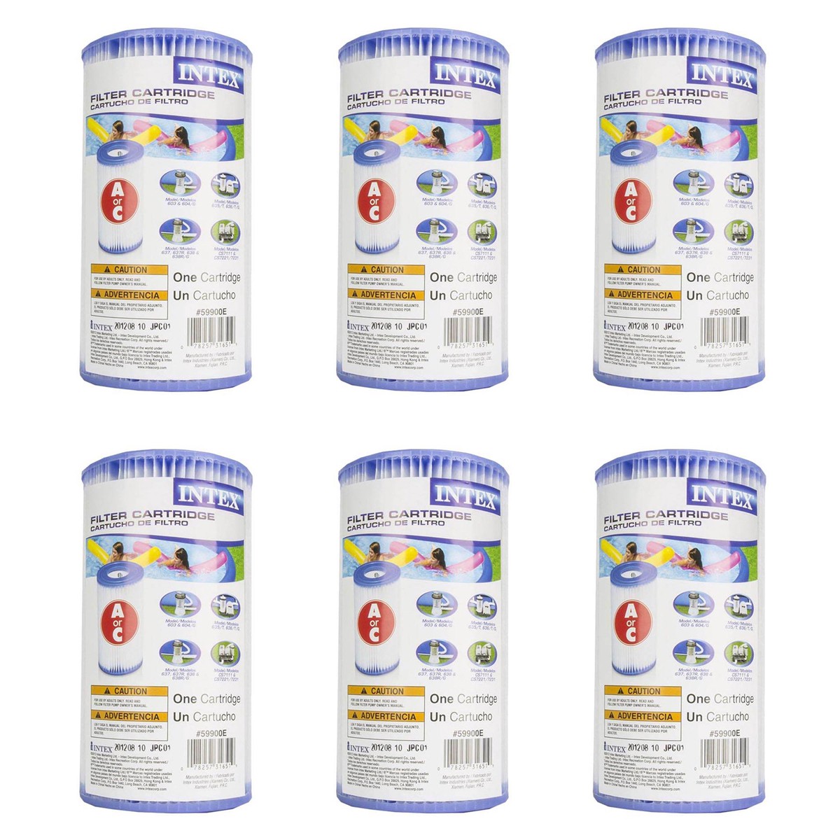 Intex Swimming Pool Easy Set Type A Replacement Filter Pump Cartridge (6 Pack)