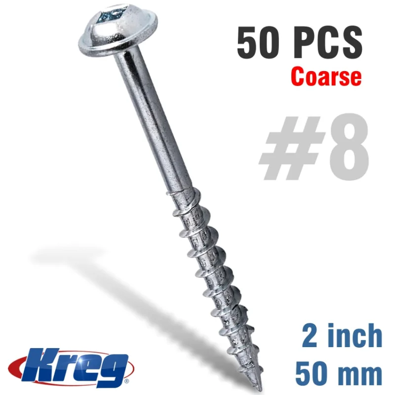 KREG POCKET HOLE SCREWS 2′ #8 COARSE WASHER HEAD 50CT