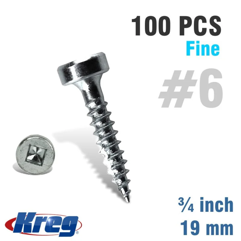 KREG POCKET HOLE SCREWS 75′ #6 FINE PAN HEAD 100CT