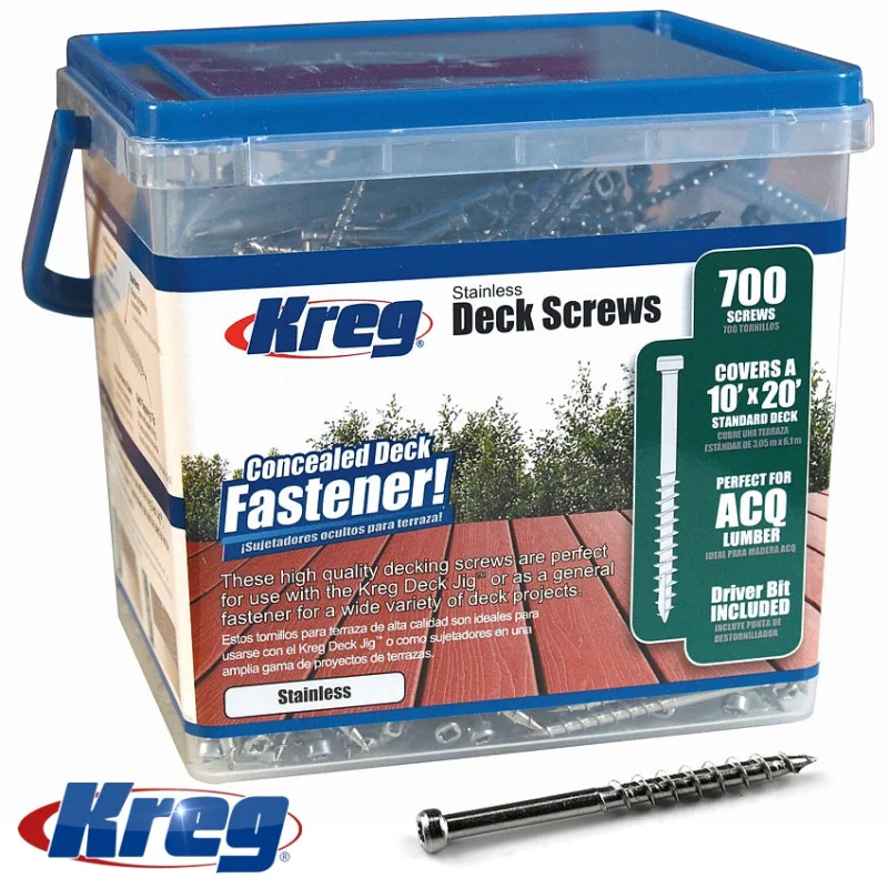 KREG STAINLESS STEEL DECK SCREWS 2′ #8 COARSE PAN HEAD 700CT