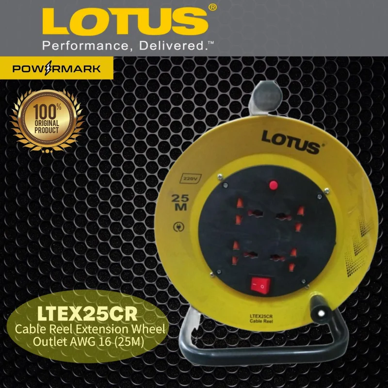 LOTUS LTEX25CR Cable Reel Extension Wheel Outlet AWG 16 (25M )