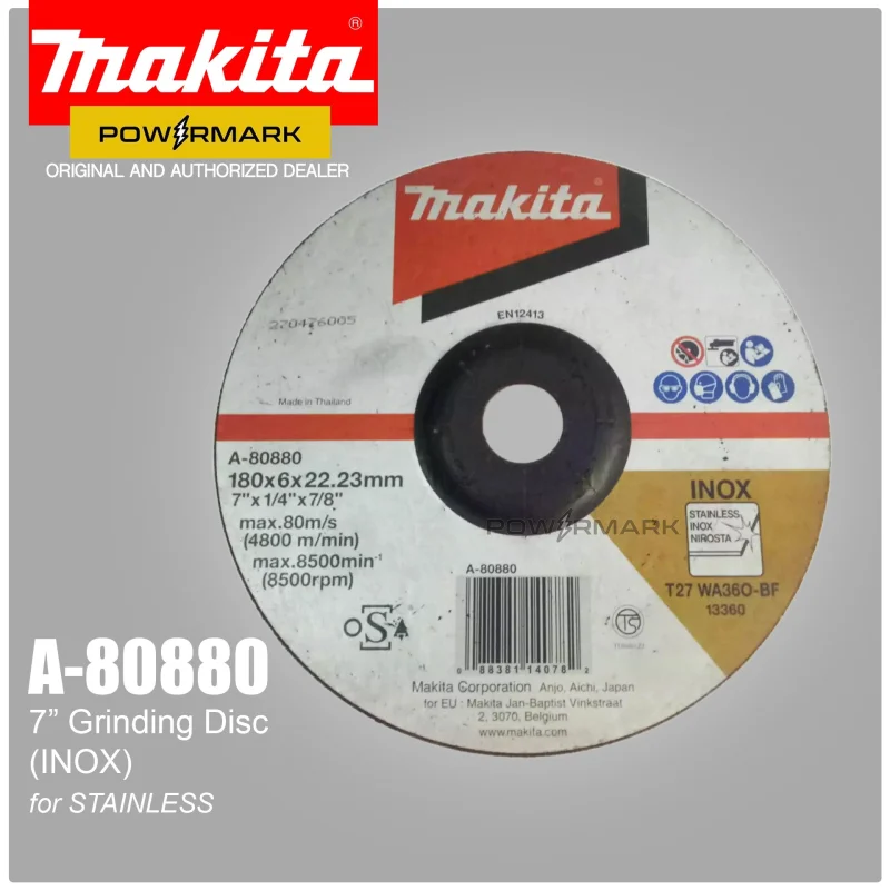 MAKITA A-80880 (180mm) Cutting / Grinding Disc Depressed Center Wheel 7″ for Stainless