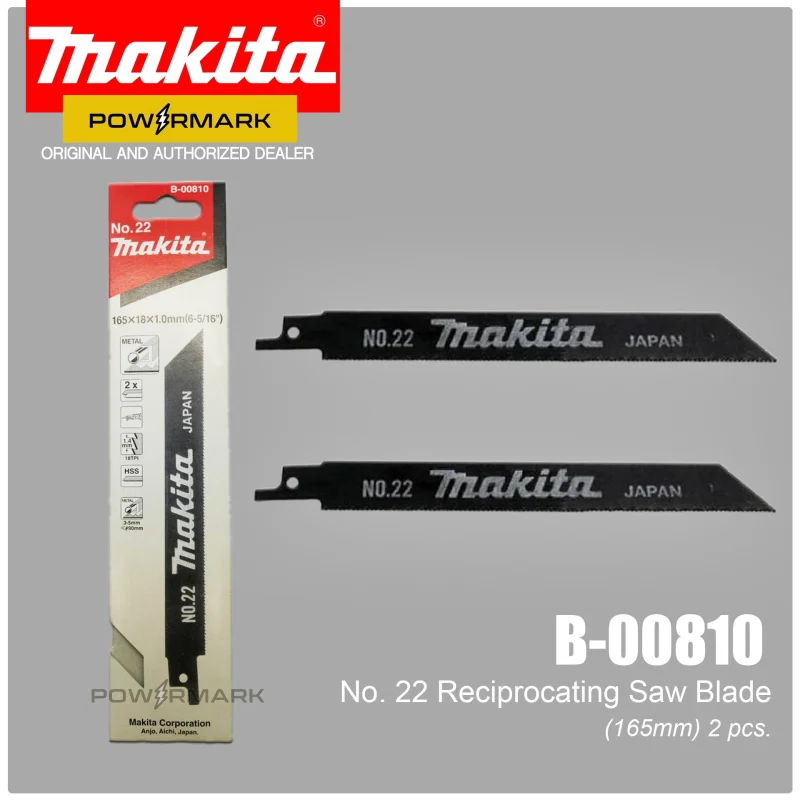 MAKITA B-00810 Reciprocating Saw Blade 165mm (2pcs.) for Metal