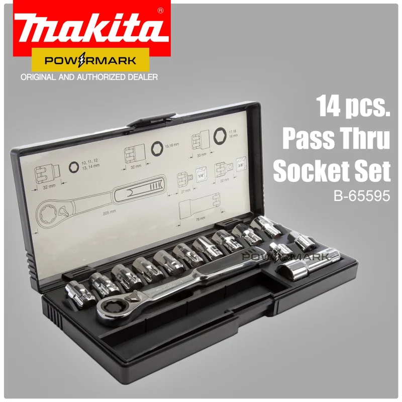 MAKITA B-65595 Pass-Thru Socket Set 14 pcs.