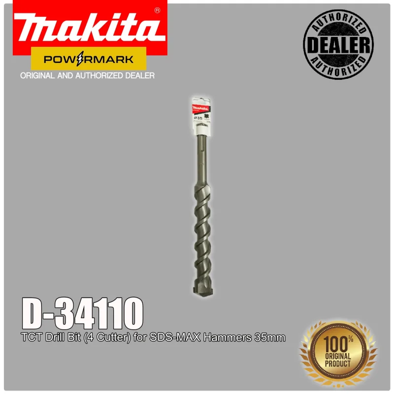 MAKITA D-34110 TCT Drill Bit (4 Cutter) for SDS-MAX Hammers 35mm