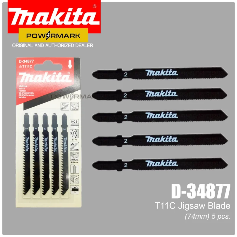 MAKITA D-34877 T111C Jig Saw Blade for Wood/Plywood 74mm (5pcs.)