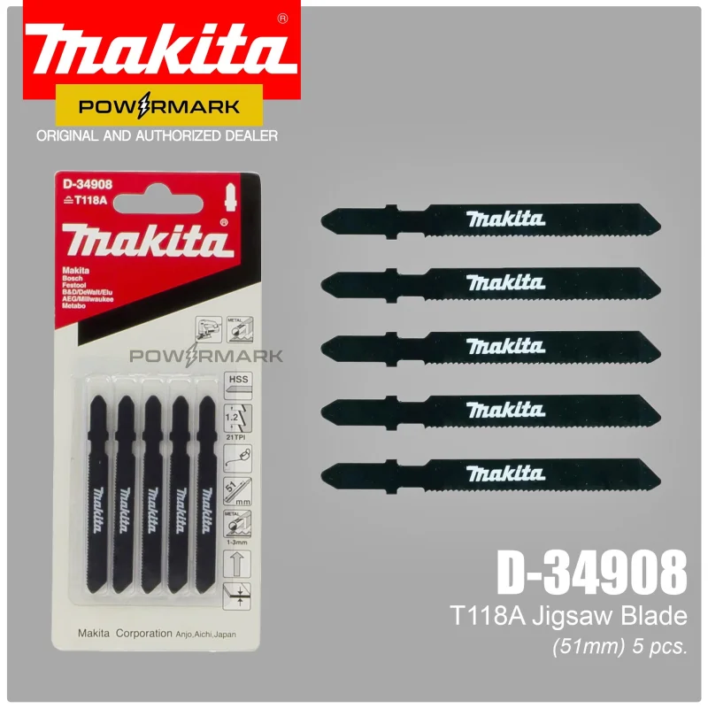 MAKITA D-34908 Jig Saw Blade for Mild Steel 51mm (5pcs)