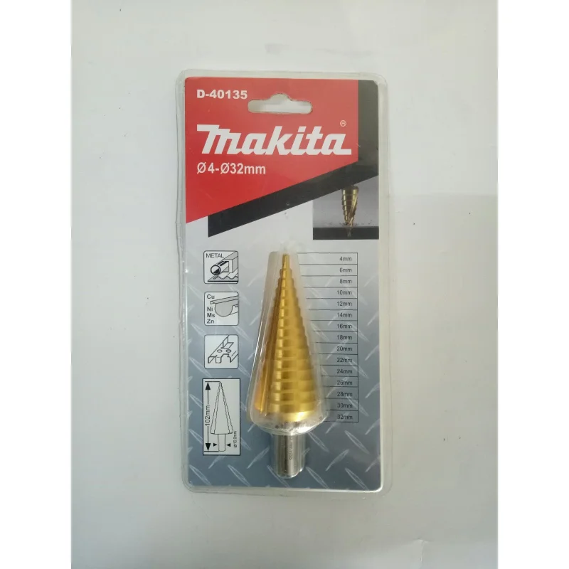 MAKITA D-40135 Step Drill Bit Straight Flute TiN Coating 4-32mm