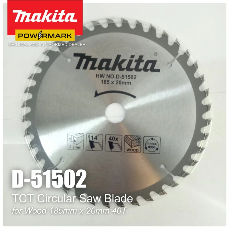 MAKITA D-51502 TCT Circular Saw Blade For Wood 185mm x 20mm 40T