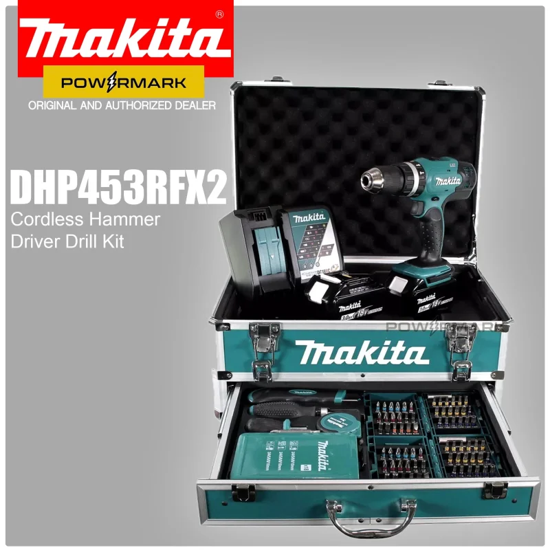 MAKITA DHP453RFX218V LXT Li-Ion Cordless 38 Nm (340 in.lbs.) Hammer Driver Drill With Tool Box & Assorted Bits (1/2)