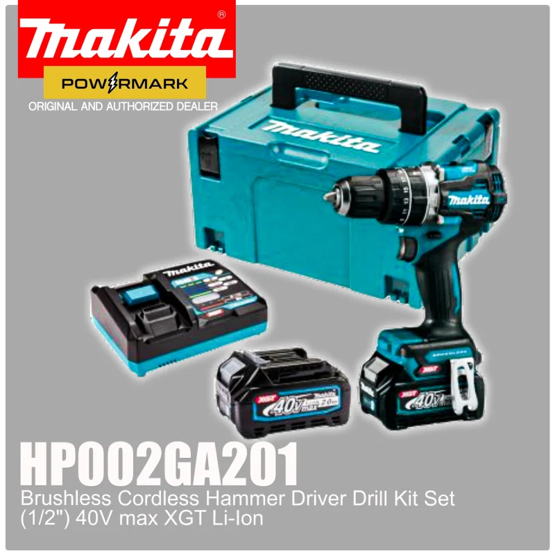MAKITA HP002GA201 Brushless Cordless Hammer Driver Drill Kit Set (1/2″) 40V max XGT Li-Ion