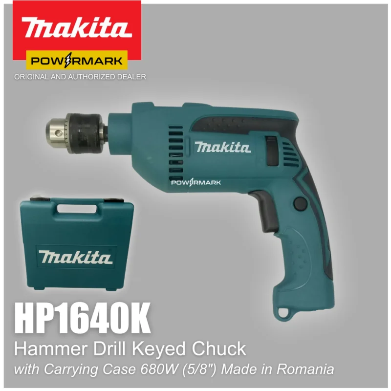 MAKITA HP1640K Hammer Drill Keyed Chuck with Carrying Case 680W (5/8″) Made in Romania