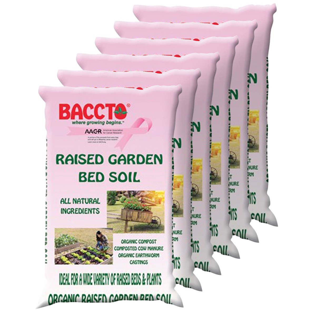 Michigan Peat Company BACCTO Raised Bed Soil for All Plants, 1.5 Cu Ft, 6 Pack