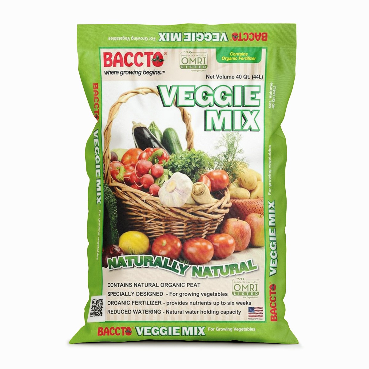 Michigan Peat Company BACCTO Veggie Planting Mix for Vegetables, 40 Quart Bag