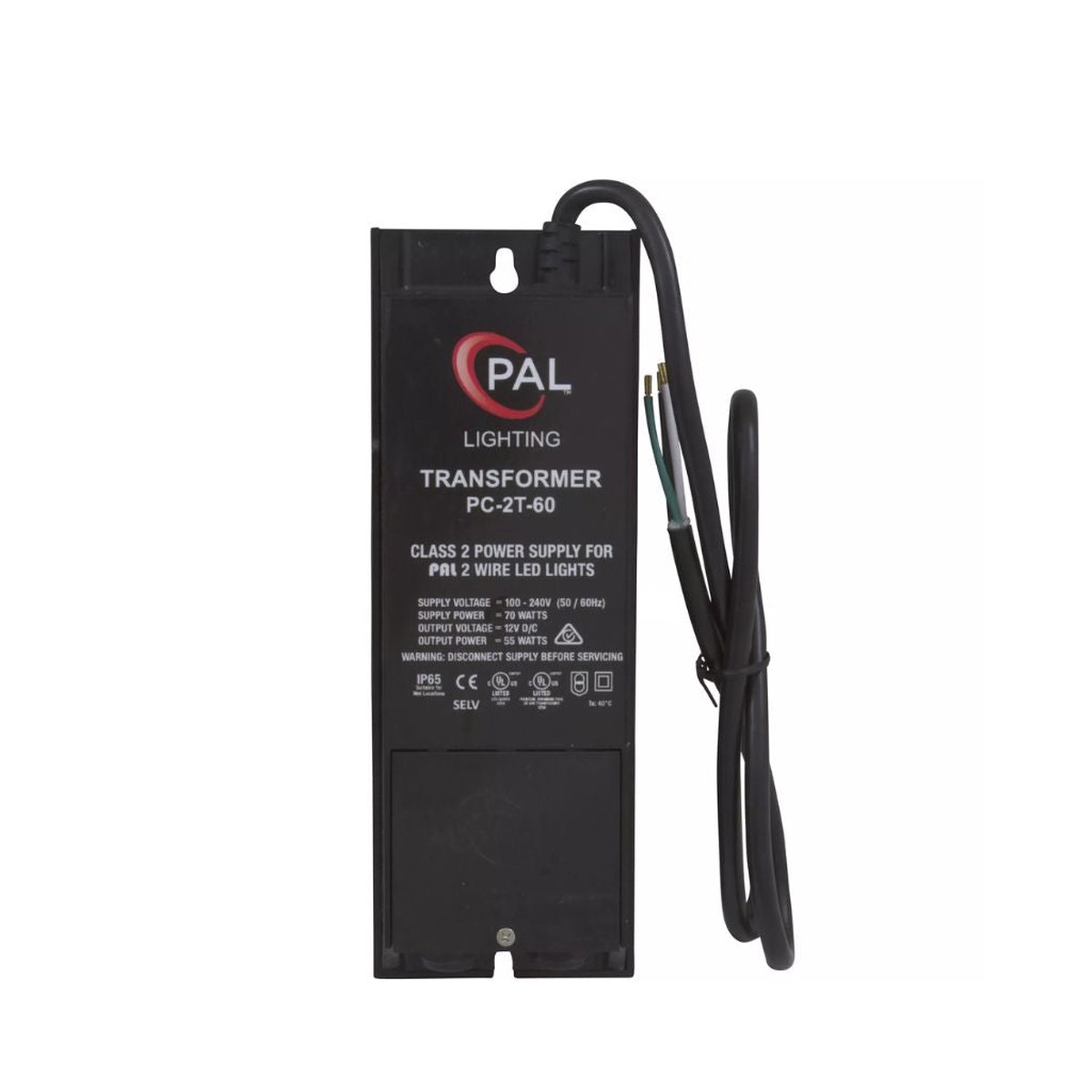 PAL Lighting PC-2T 2-Wire Power Supply, 60W, 12V DC | 42-PC-2T-60