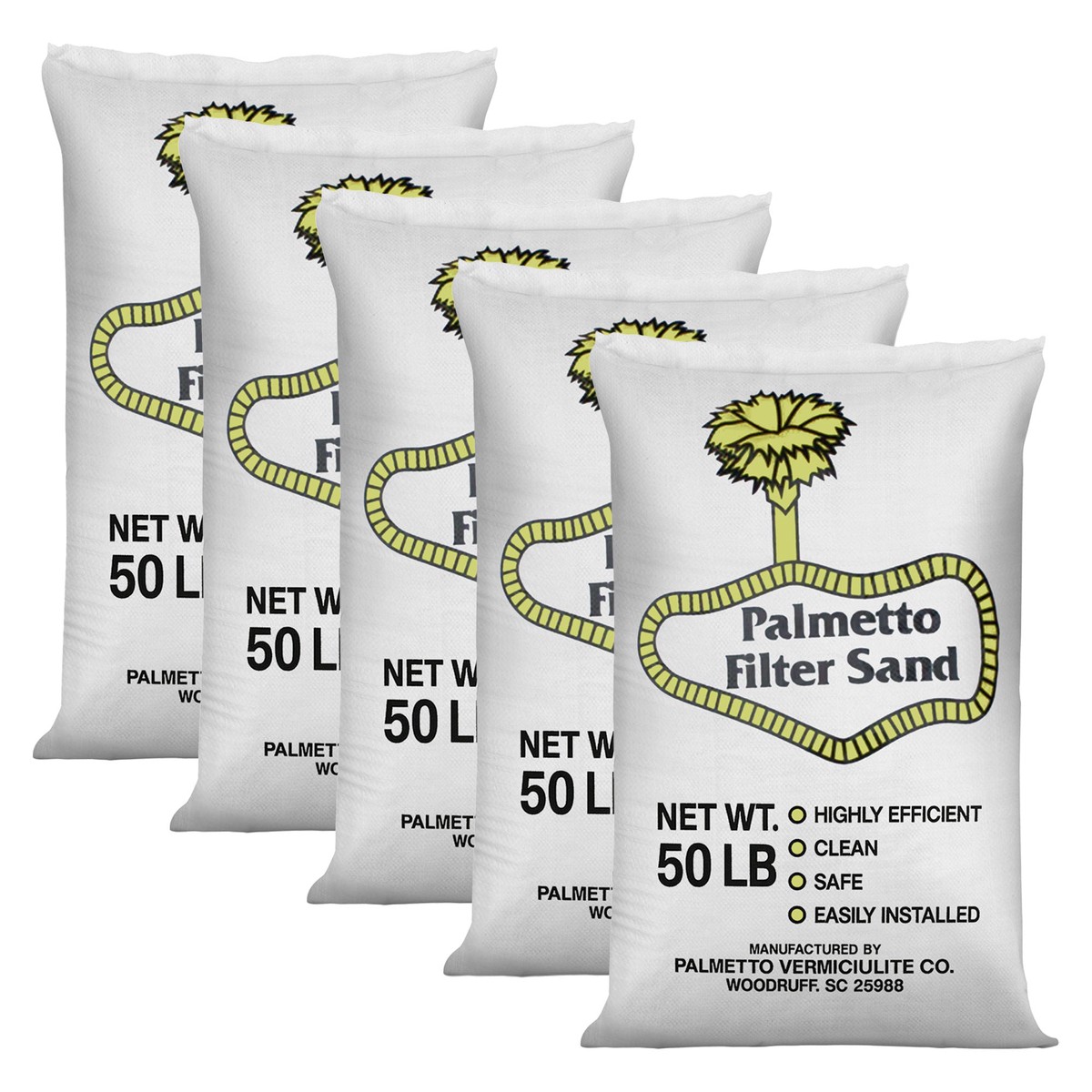 Palmetto 5 Pack Filter Sand Residential & Commercial Pool Sand Filters, 50 Pound