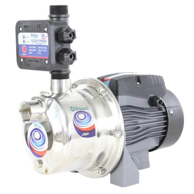 PEARL STAINLESS STEEL JET ELECTRIC WATER PUMP JSP – 1HP, 110/220V. With Pressure Controller Mini Press/Flow Press