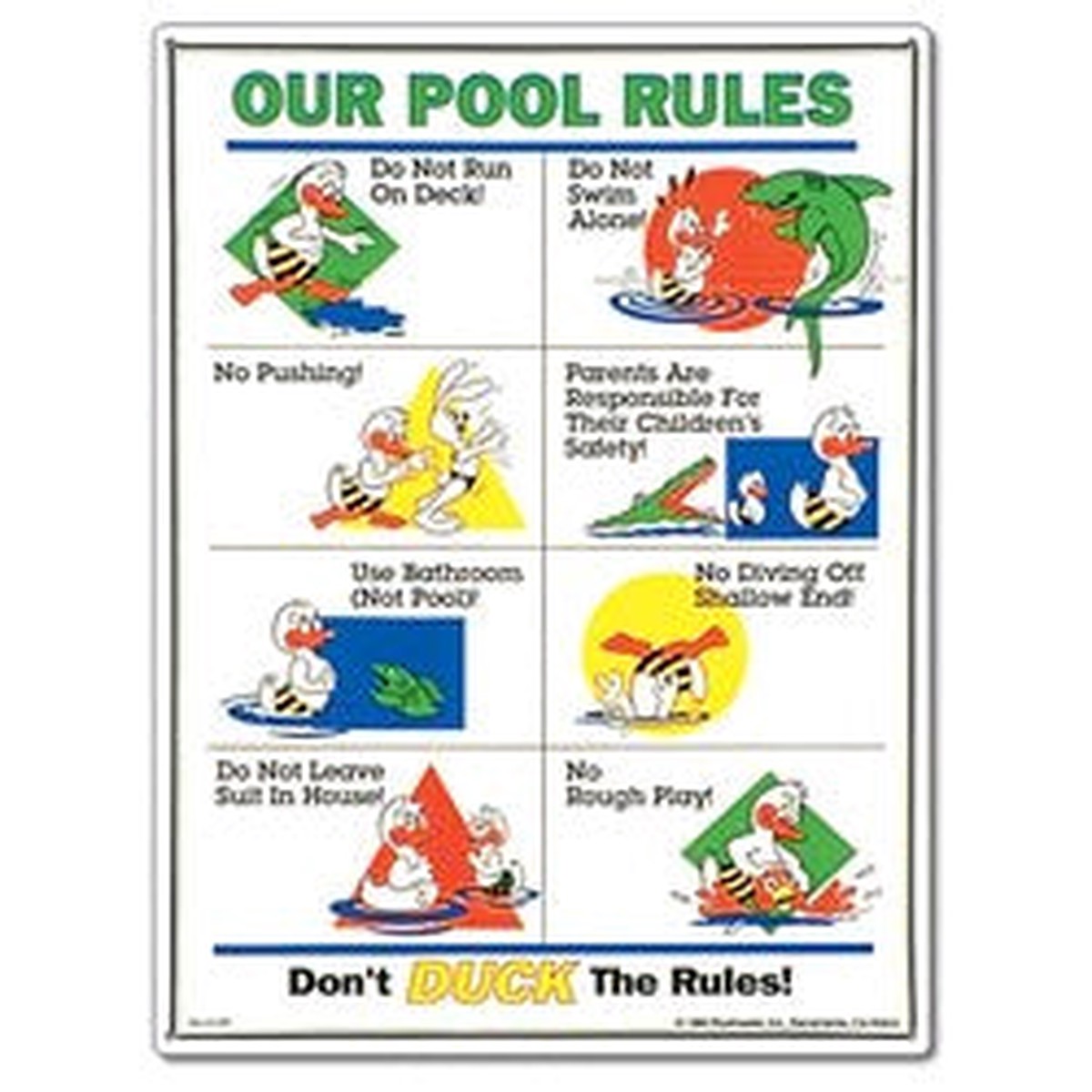Poolmaster Our Pool Rules Duck Animation Pool Sign, 18" x 24" | 41339