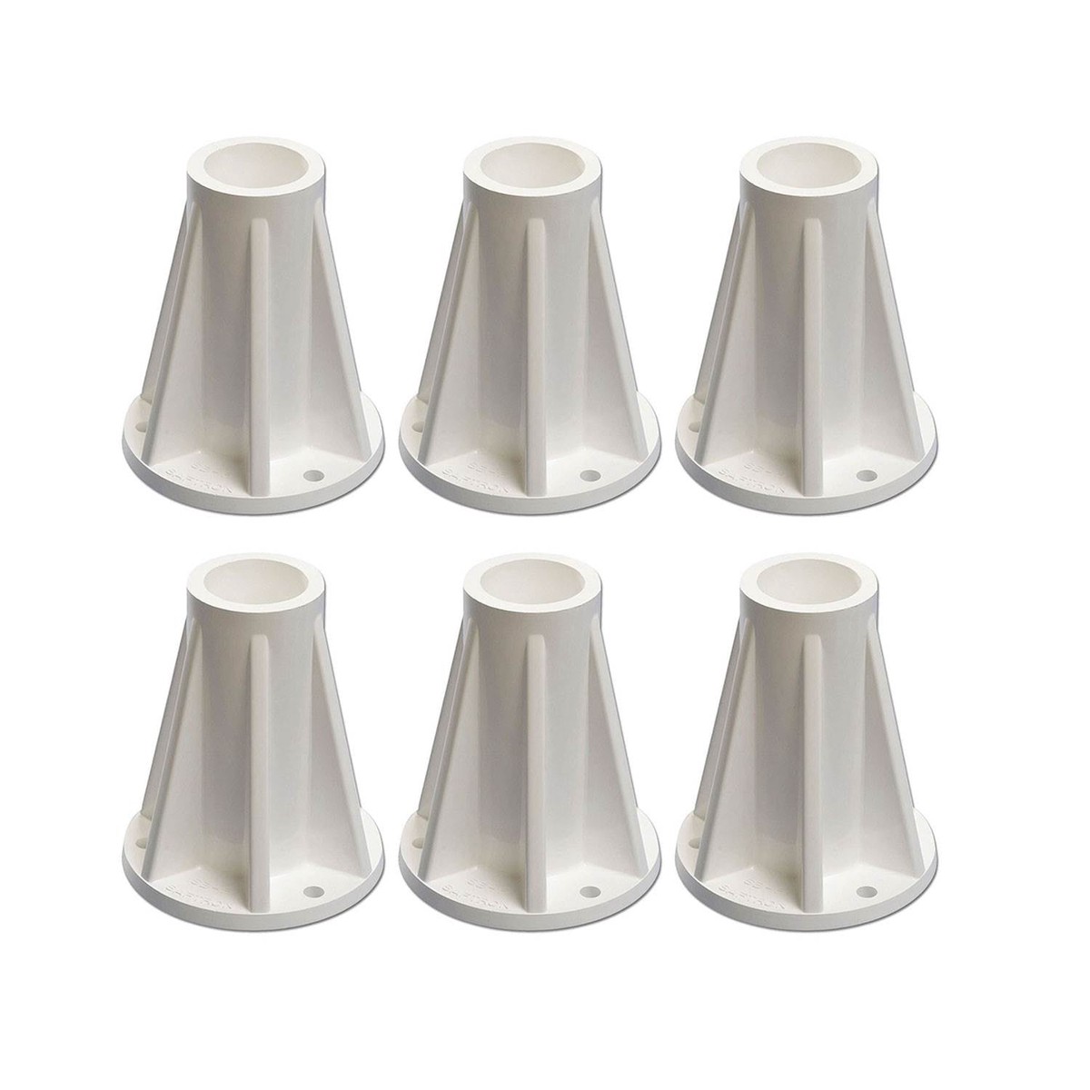 Saftron Polymer Pool Handrails and Ladders Surface Mounting Base, White (6 Pack)