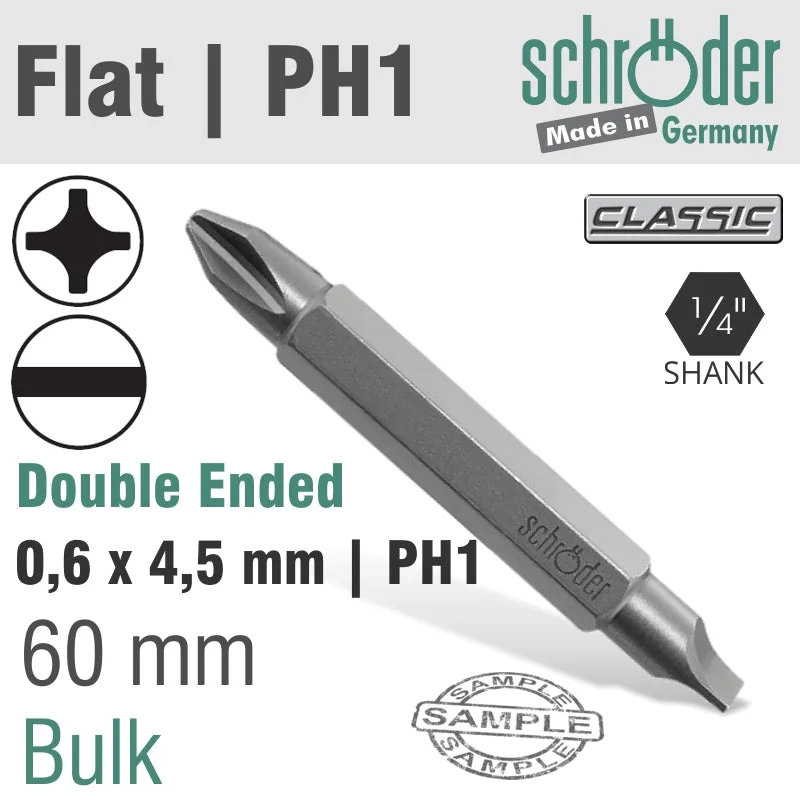 SCREWDRIVER BIT D/END 0.6X4.5 / PH1 60MM