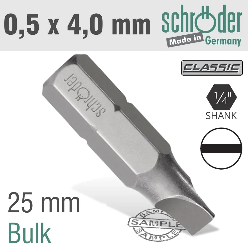 SLOTTED BIT 0.5X4.0 25MM BULK