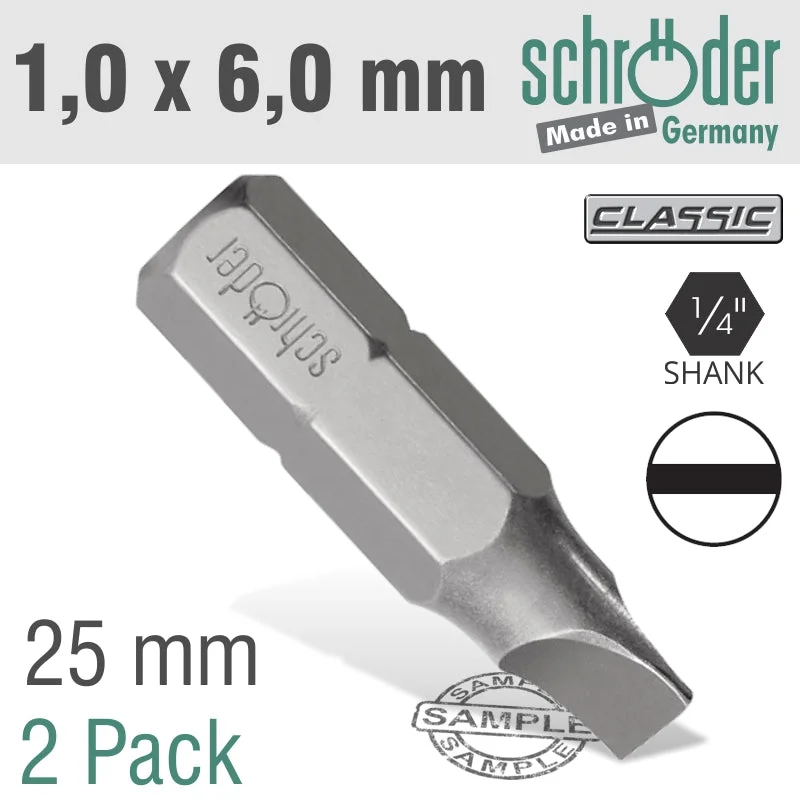 SLOTTED BIT 1.0X6MM 25MM 2CD