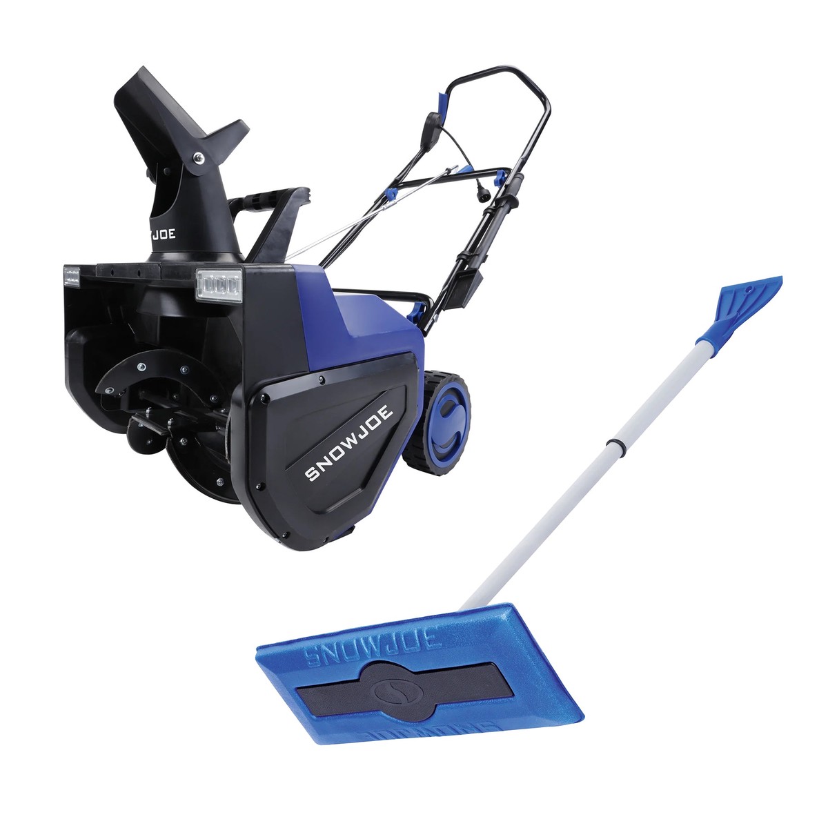 Snow Joe 15A Electric Snow Blower & Windshield Ice Scraper Broom Combo, Blue
