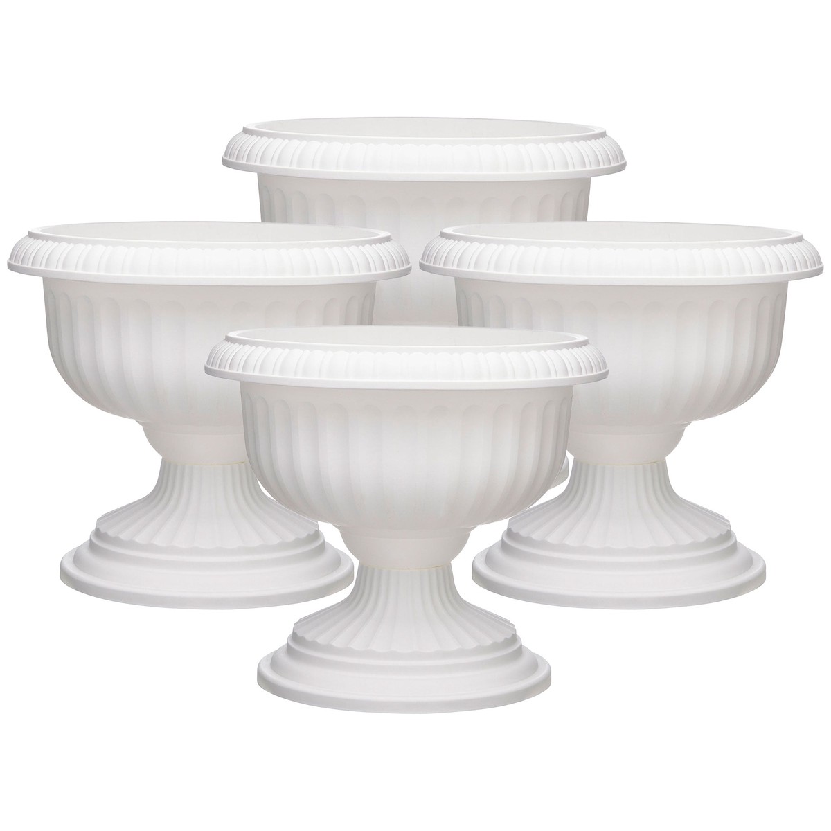 Southern Patio Dynamic Outdoor Resin Grecian Urn Planter Pot, White (4 Pack)