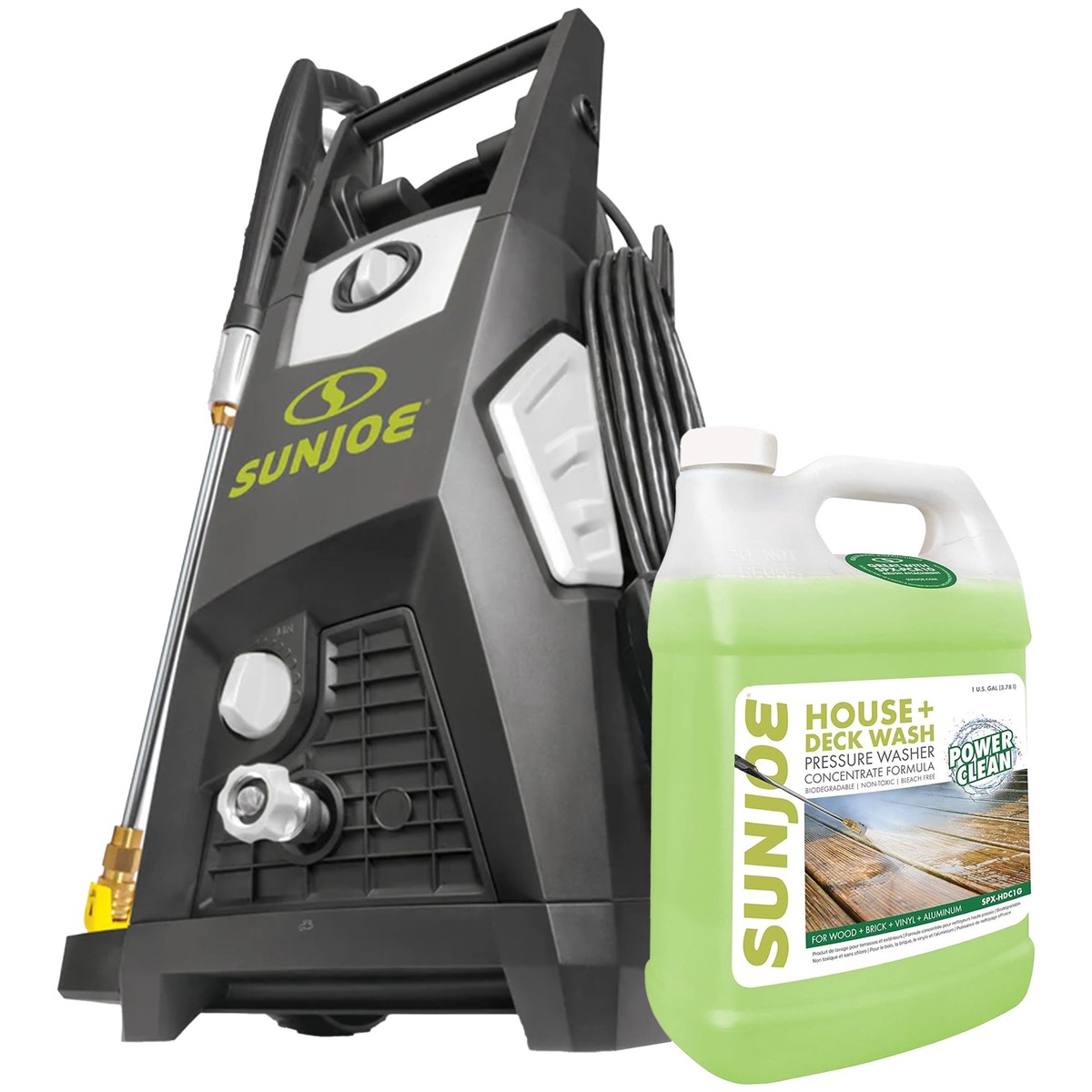 Sun Joe Electric Pressure Washer & All-Purpose House Deck Cleaning Concentrate