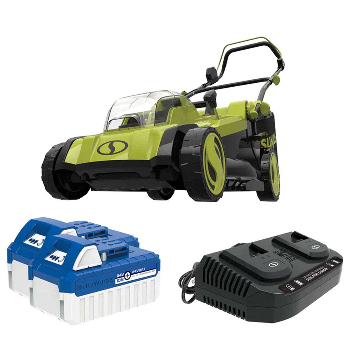 Sun Joe Mulching Walk Behind Lawn Mower, 11 Gallon Grass Catcher, 24V-X2-17LM