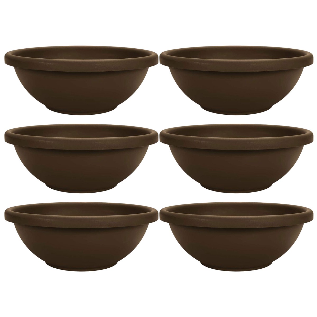 The HC Companies 18 Inch Bowl Planter with with Drainage, Chocolate (6 Pack)