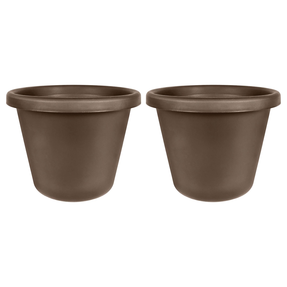 The HC Companies 24 Inch Plastic Classic Flower Pot Planter, Brown (2 Pack)