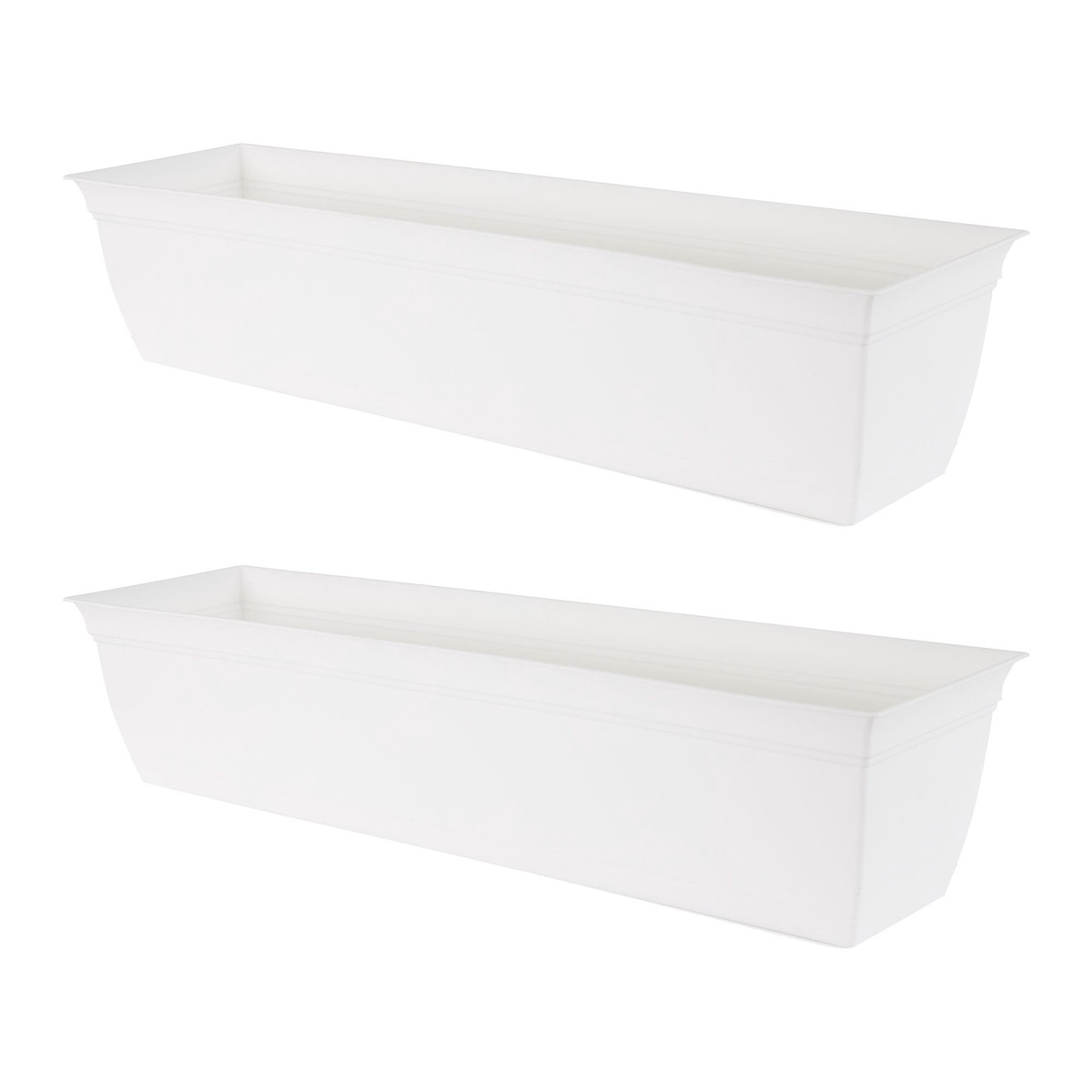 The HC Companies 30 Inch Window Flower Box with Removable Saucer, White (2 Pack)