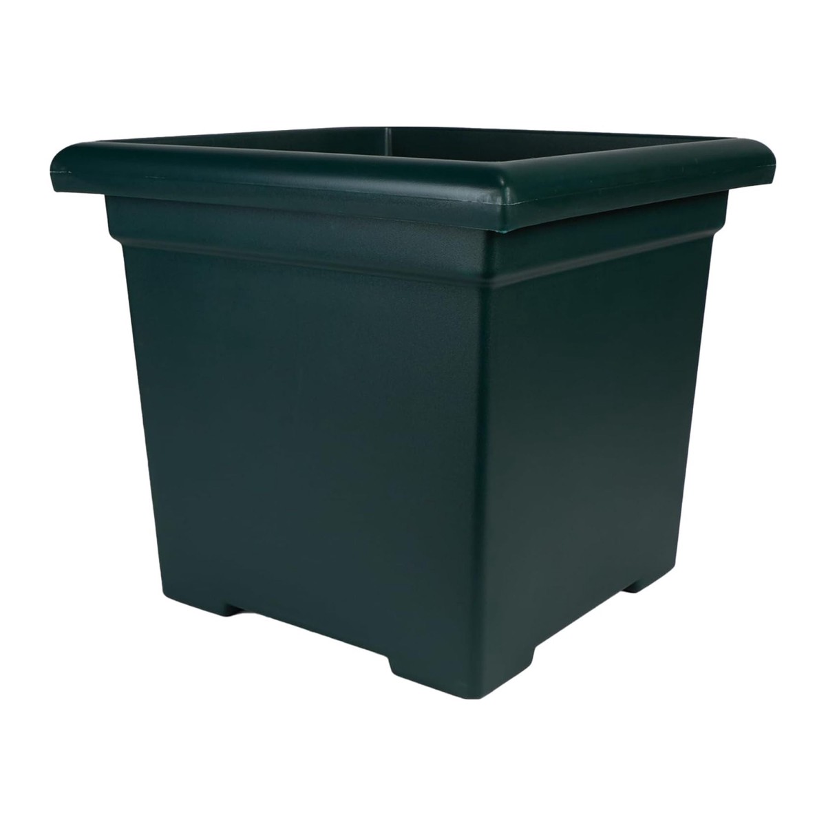 The HC Companies Accent Square Plastic Plant Pot with Drainage, 15.5", Evergreen